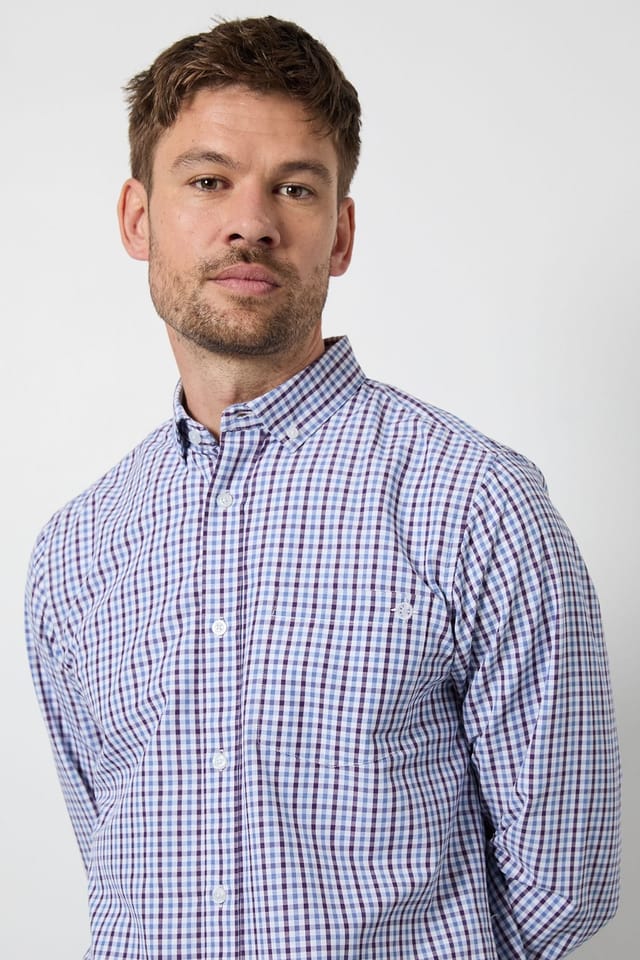 Maine Maine Men's Blue Check Long Sleeve Shirt - 2