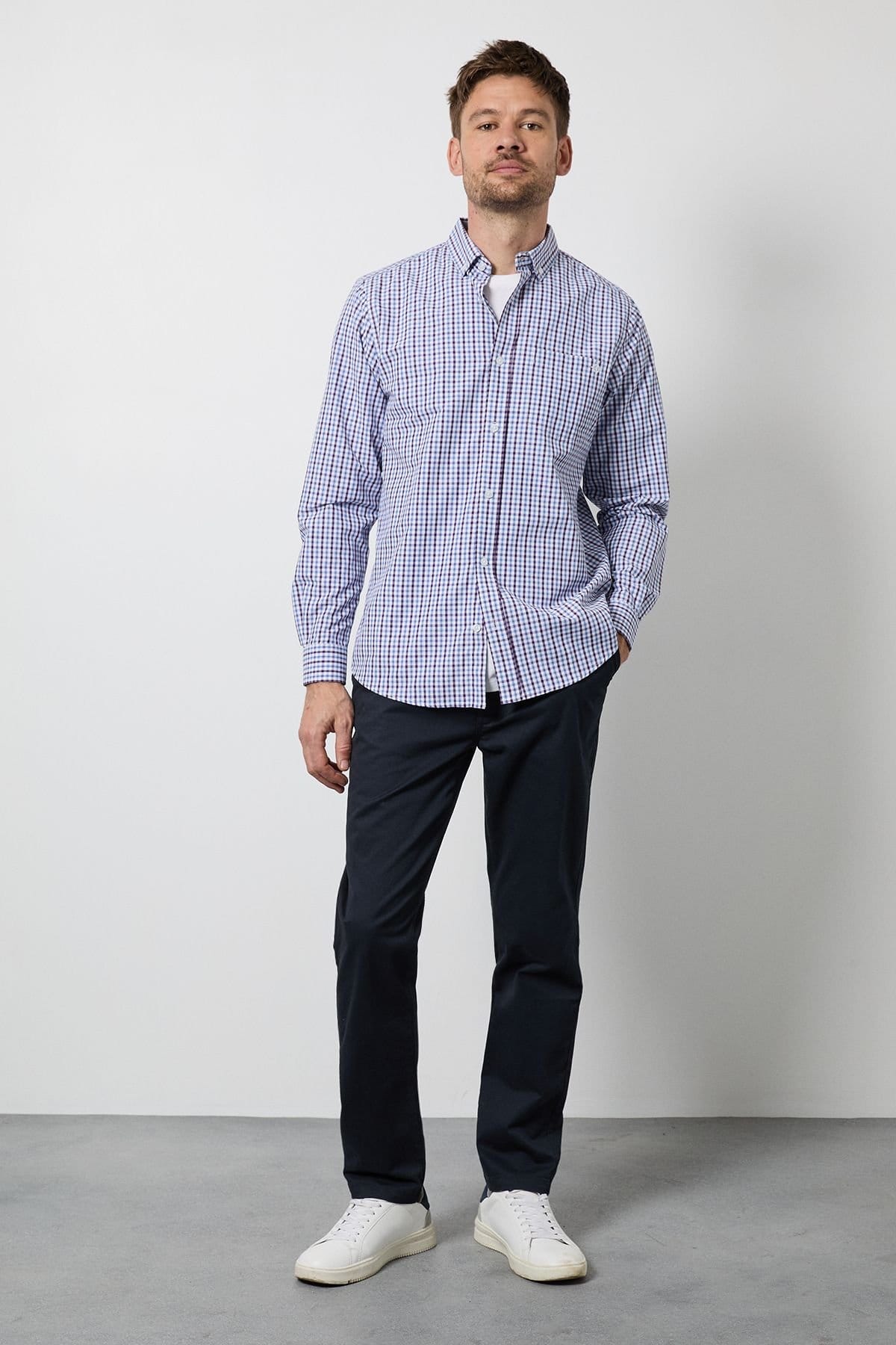 Maine Maine Men's Blue Check Long Sleeve Shirt - 4