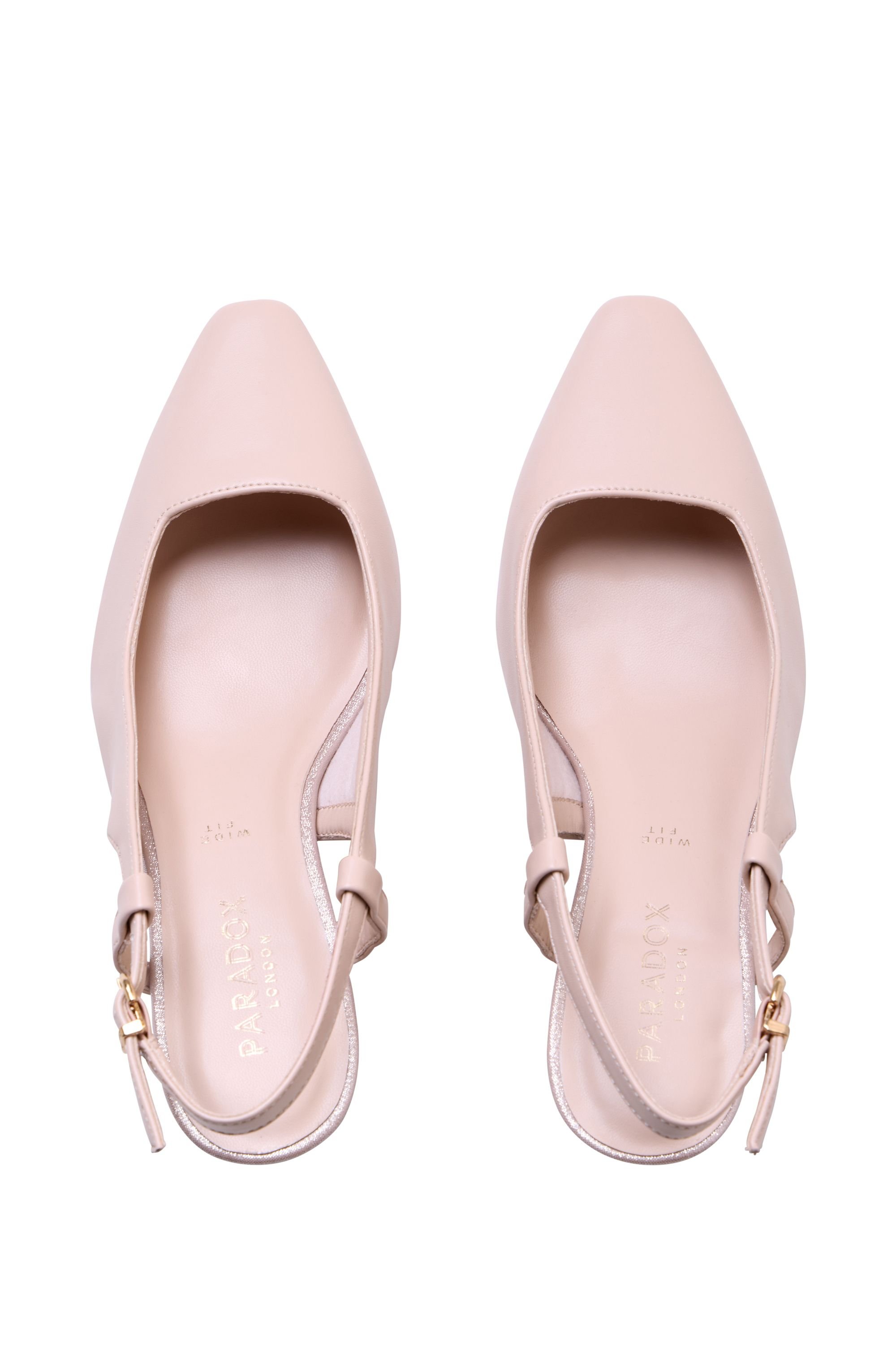Paradox London Paradox London Women's 'Fervora' Wide Fit Mid Heel Chisel Toe Sling Backs in Nude - 3