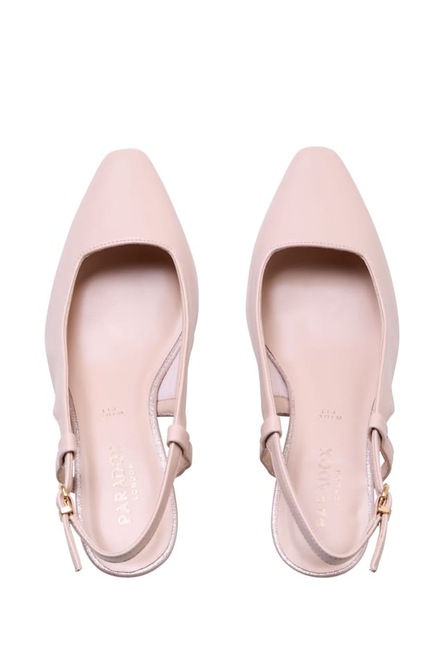 Paradox London Paradox London Women's 'Fervora' Wide Fit Mid Heel Chisel Toe Sling Backs in Nude - 3