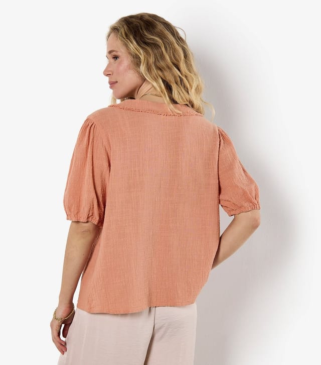 Apricot Women's Light Pink Cotton Ruffle Tie Top Apricot New Look - 3