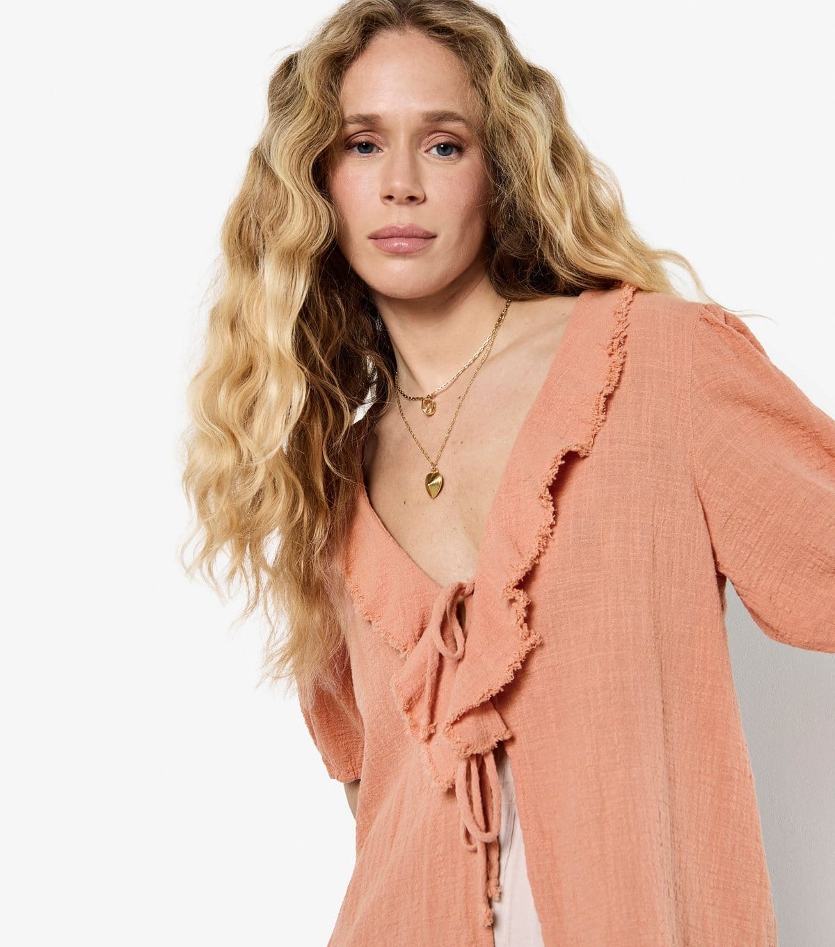 Apricot Women's Light Pink Cotton Ruffle Tie Top Apricot New Look - 4