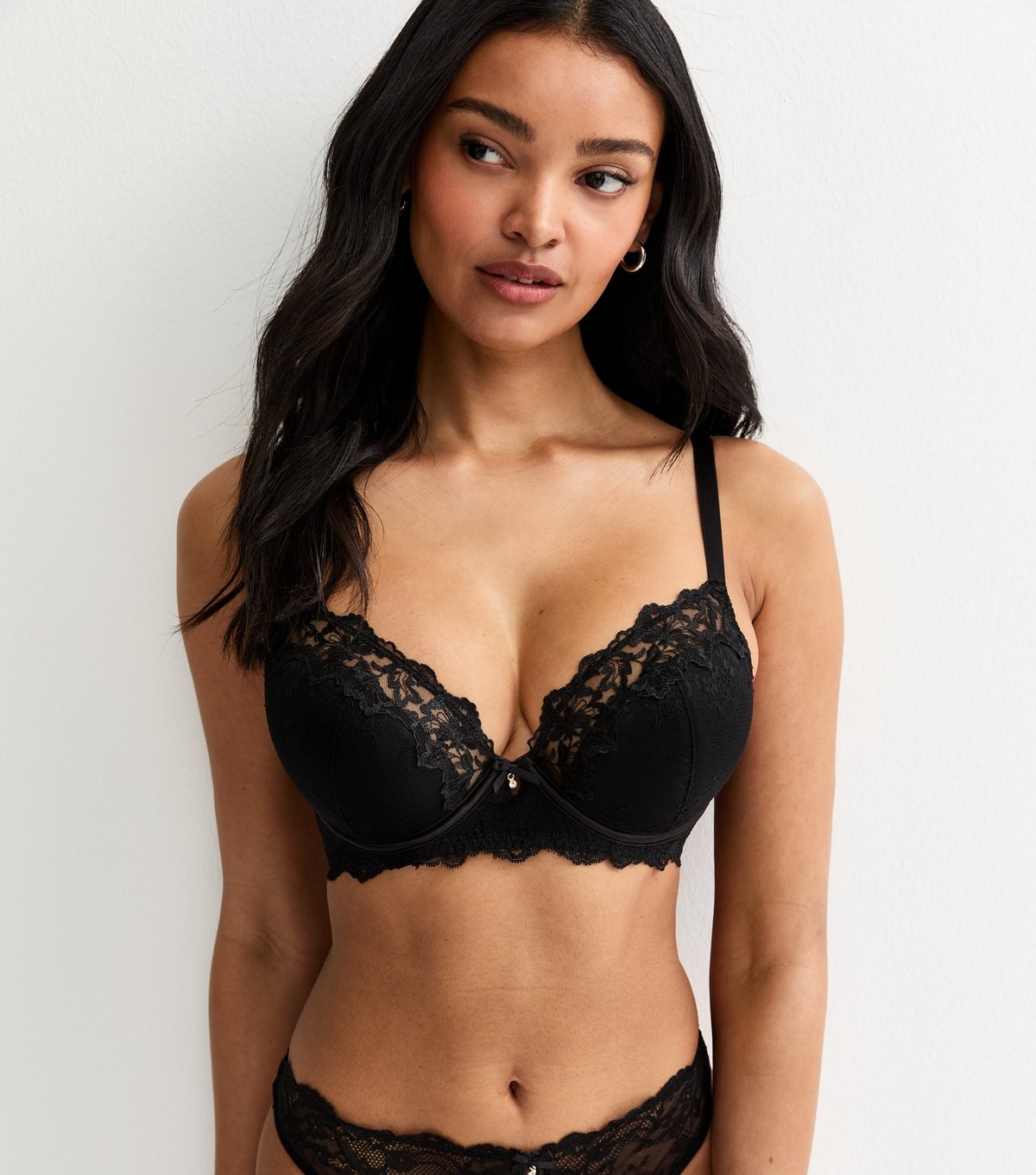 New Look Women's Black DD+ Demi Padded Lace Scalloped Bra New Look - 3