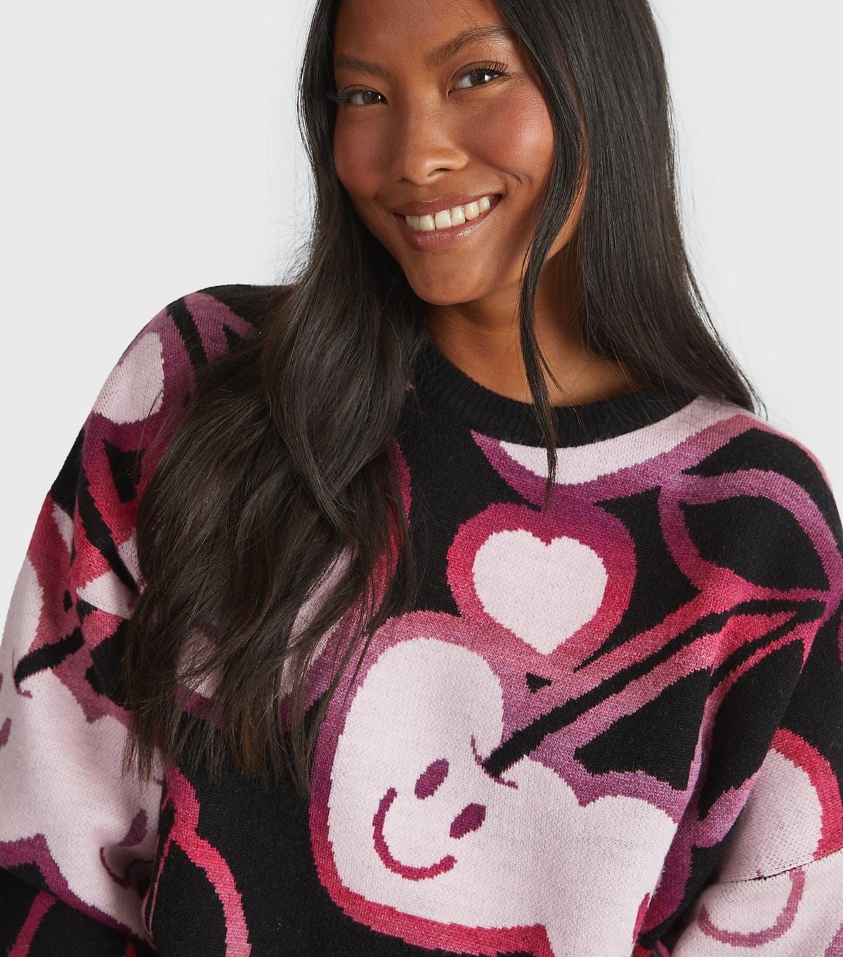 Skinnydip Women's Black Cherry Pattern Jumper Skinnydip New Look - 4