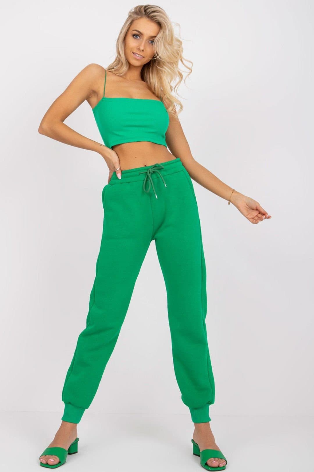 Love Lace Love Lace Women's Elastic Waist Sweatpants with Side Pockets Style 166632 in Green