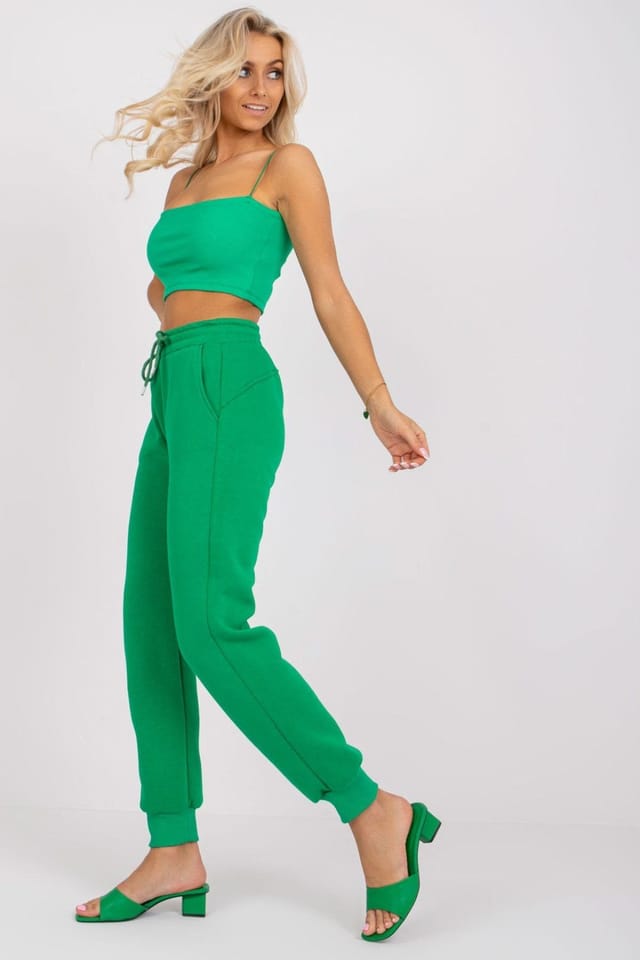 Love Lace Love Lace Women's Elastic Waist Sweatpants with Side Pockets Style 166632 in Green - 3