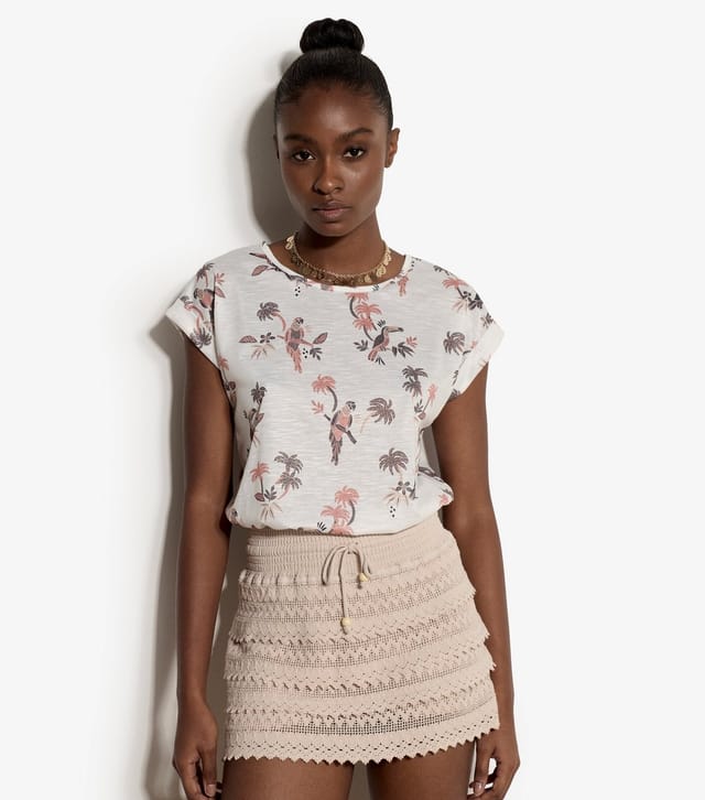 Apricot Women's White Parrot and Palm Tree Print T-Shirt Apricot New Look - 2