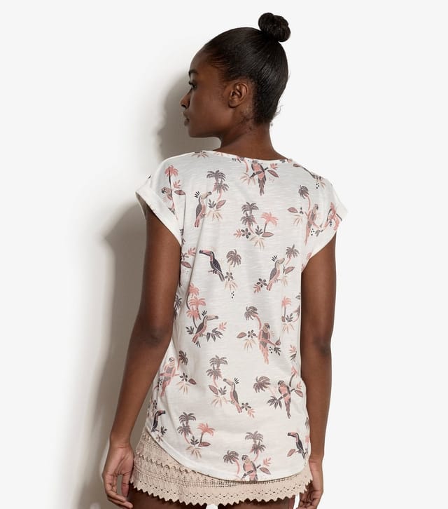 Apricot Women's White Parrot and Palm Tree Print T-Shirt Apricot New Look - 3