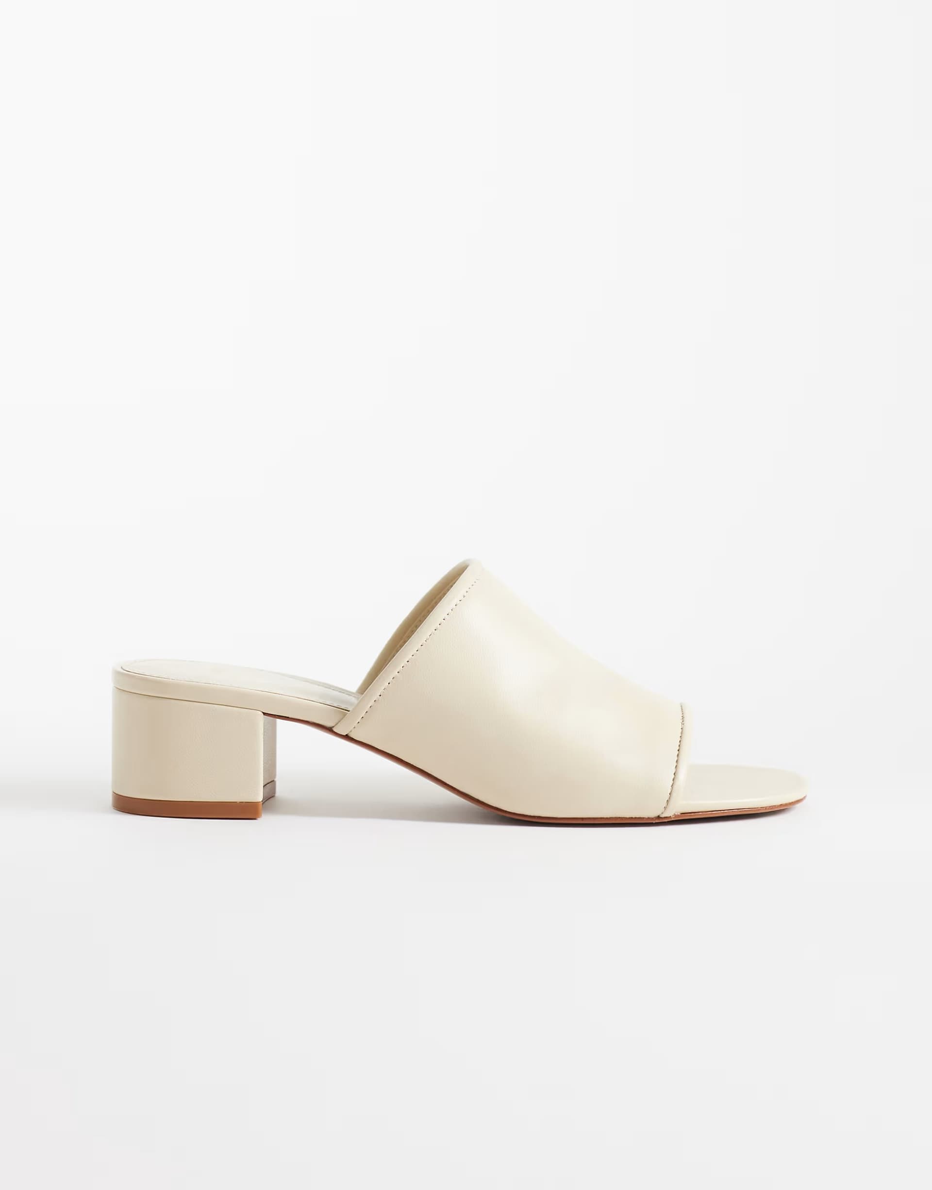ASOS Mango 100% leather low block heeled sandal in ecru
