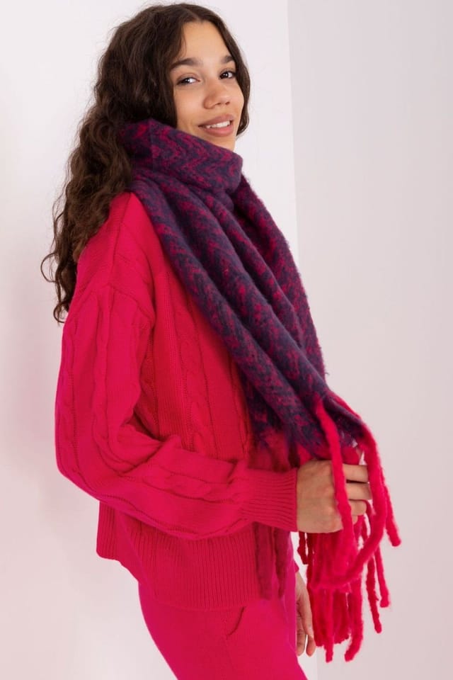 Love Lace Love Lace Women's Long Geometric Pattern Fringed Polyester Scarf for Autumn Winter in Blue - 2