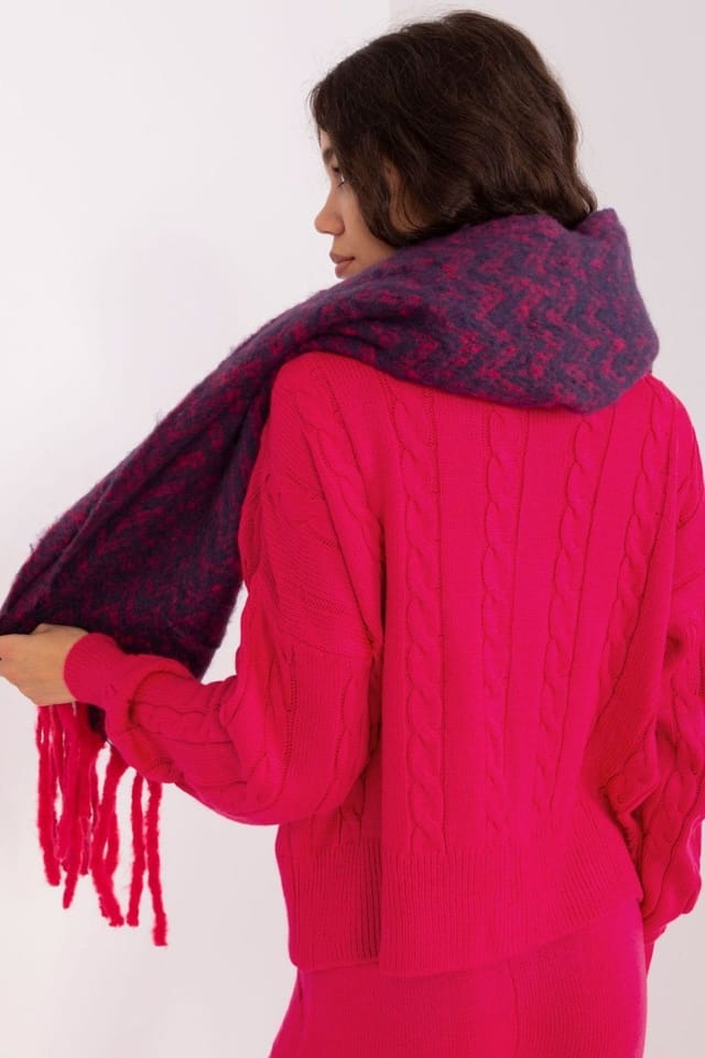 Love Lace Love Lace Women's Long Geometric Pattern Fringed Polyester Scarf for Autumn Winter in Blue - 3