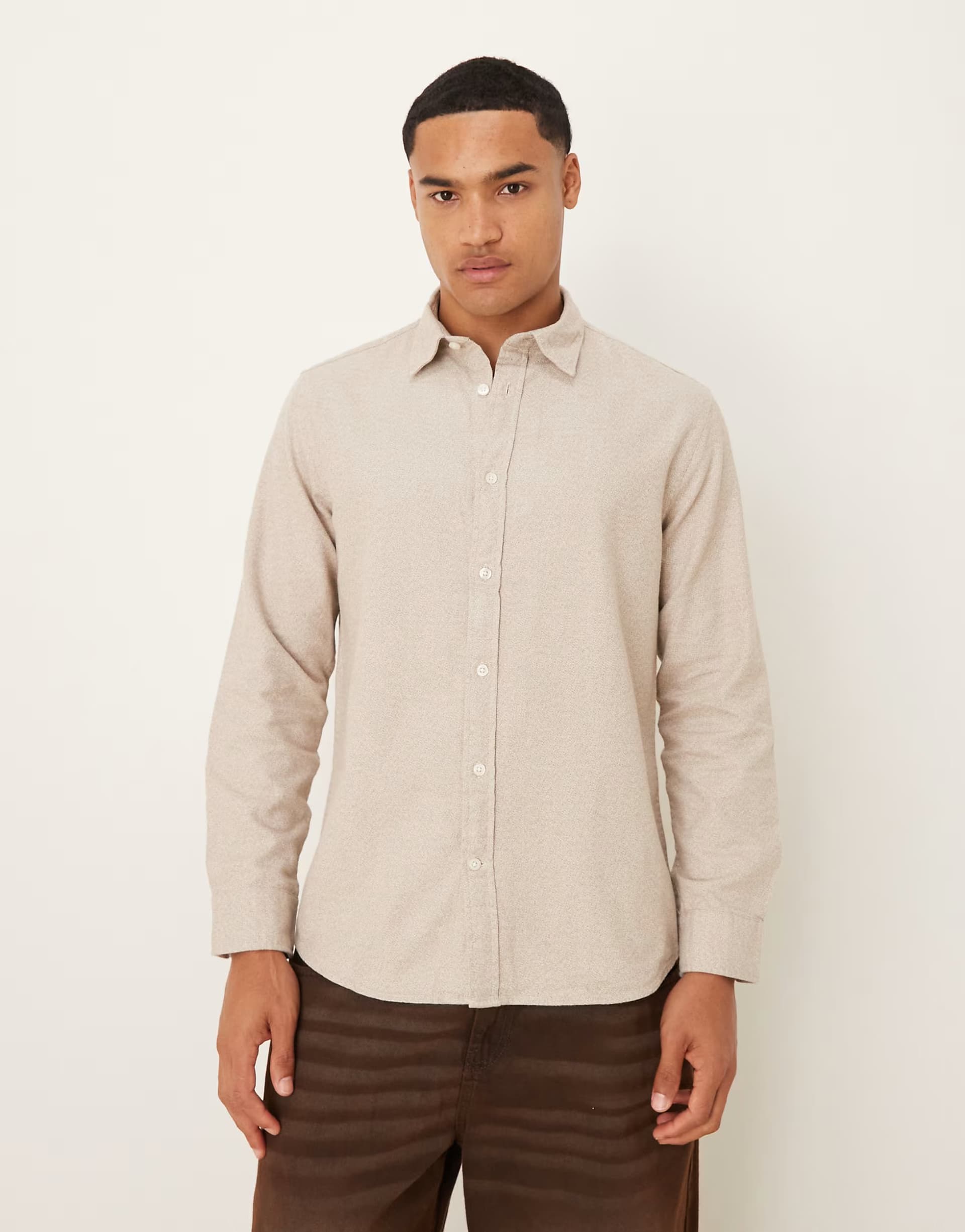 ASOS ASOS Cream Oversized Boxy Brushed Cotton Shirt