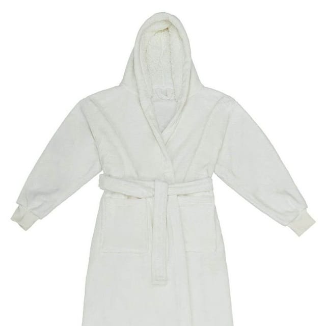 Brand Lab Brand Lab Men's Hooded Cuffed Robe in Cream - 2