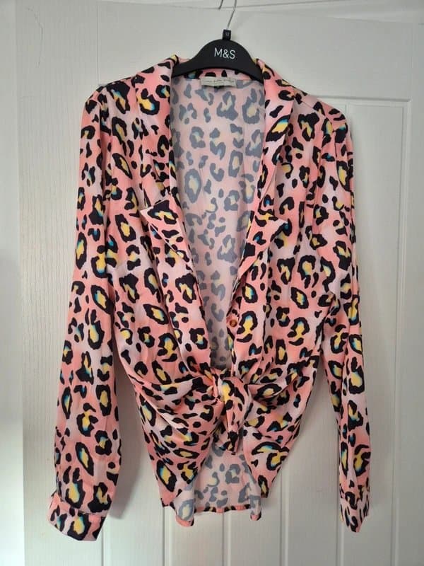 Never Fully Dressed Never Fully Dressed pink leopard print shirt size L