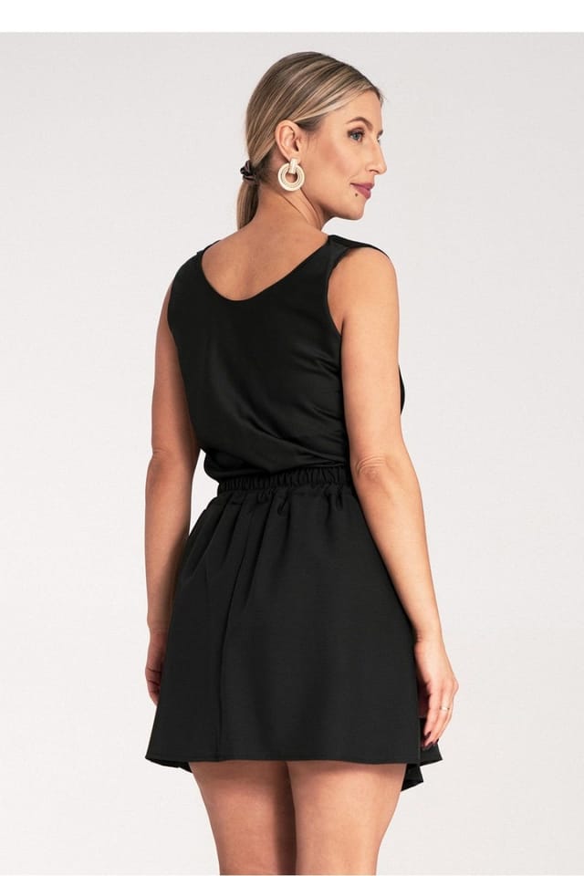 Love Lace Love Lace Women's Satin Waterfall Blouse with Thick Straps in Black - 3