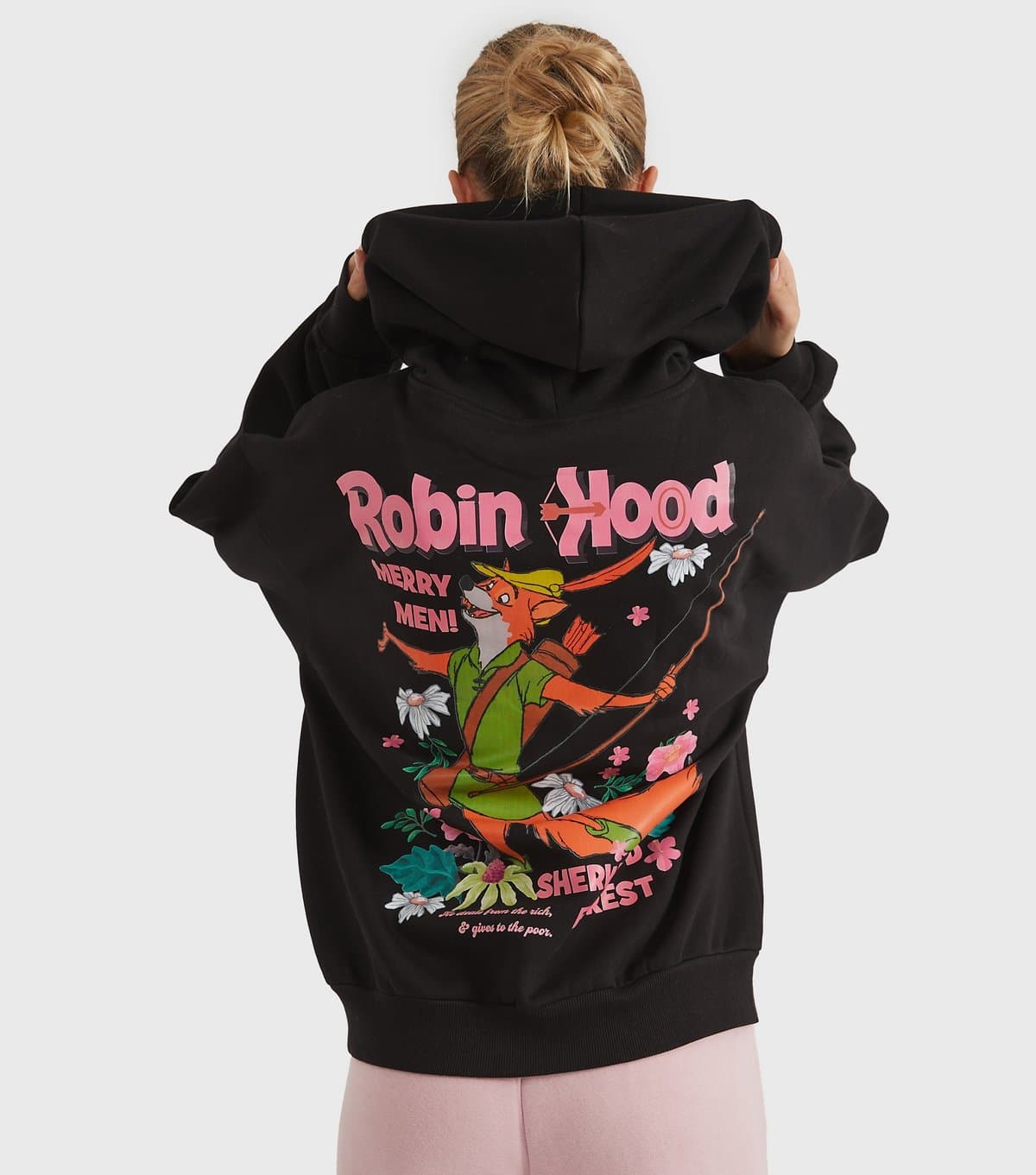 Skinnydip Women's Black Robin Hood Logo Print Hoodie Skinnydip New Look
