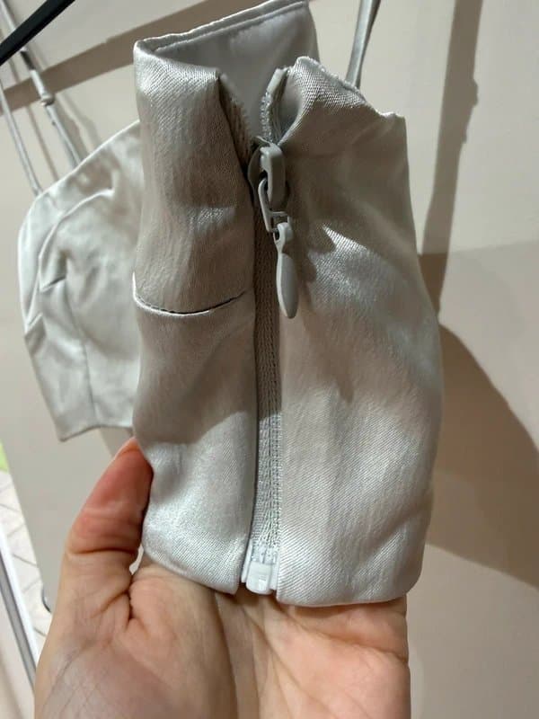 Bershka Bershka Satin Silver Crop Top Strappy Corset Style Party Top Size S UK 8 BNWOT