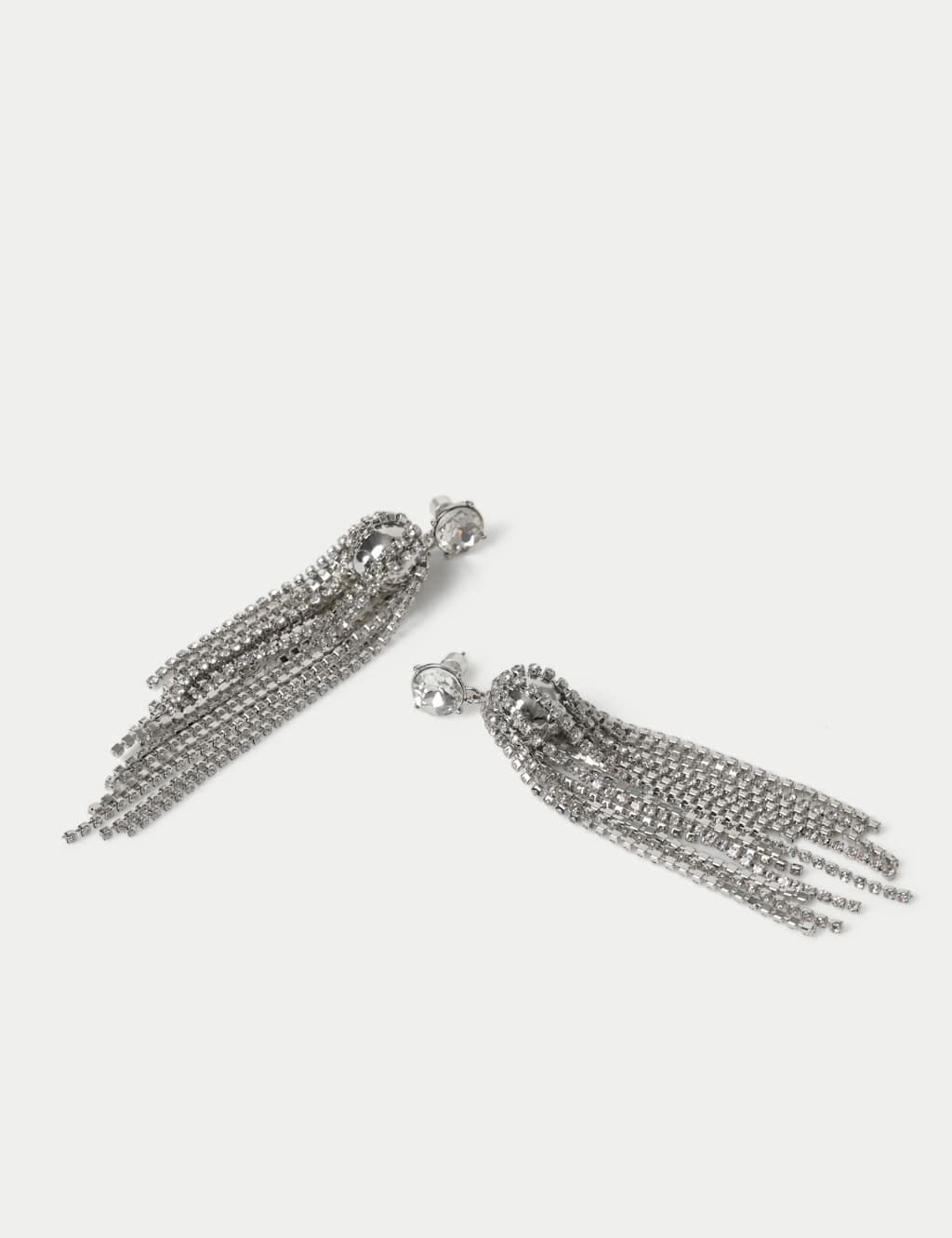 Marks & Spencer M&S WW Mega Crystal Tassel Earring Silver
