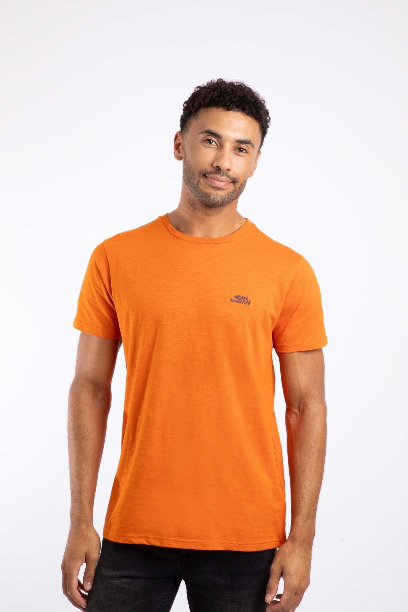 Weird Fish Men's Fished Branded T-Shirt in Burnt Orange