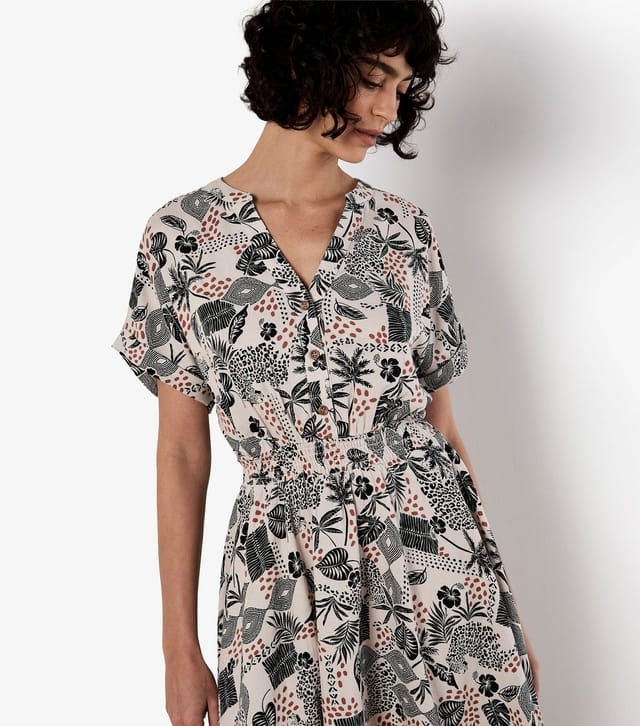 Apricot Women's Stone Leaf Print Mini Dress Apricot New Look - 2
