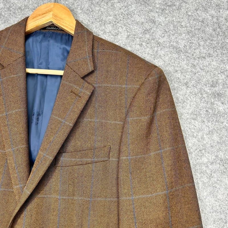 Austin Reed Austin Reed Pure Wool Blazer Jacket Men’s 40R Brown Plaid Single Breast C40