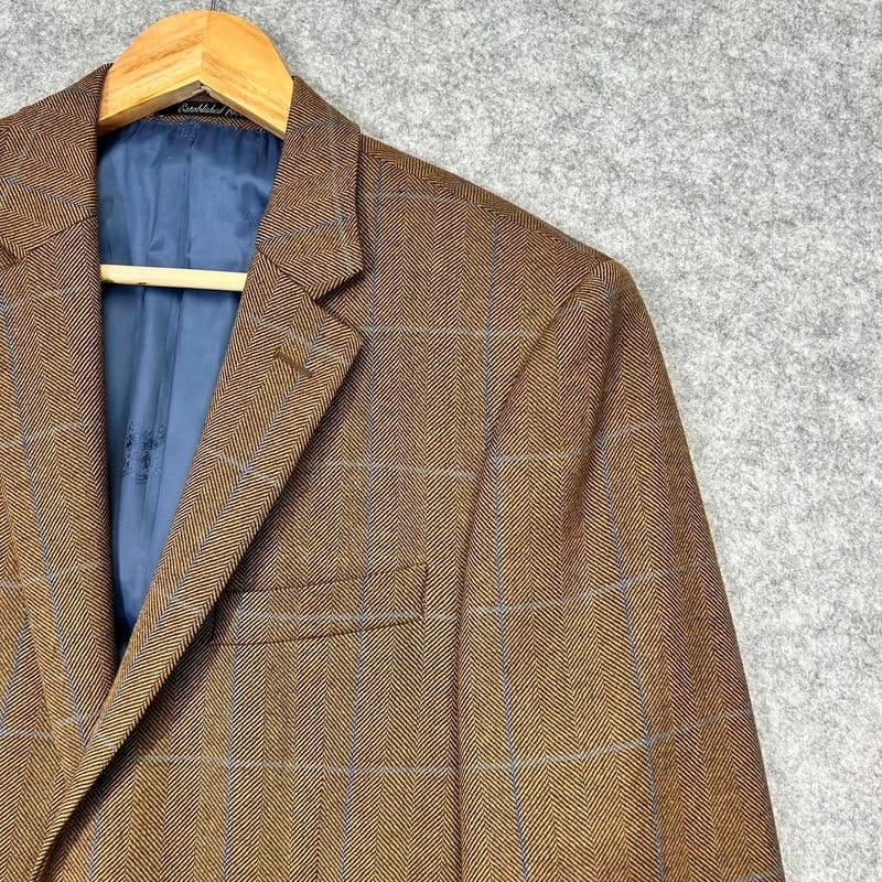 Austin Reed Austin Reed Pure Wool Blazer Jacket Men’s 40R Brown Plaid Single Breast C40 - 1