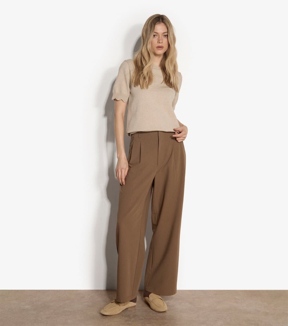 Apricot Women's Stone Scalloped Knit Top Apricot New Look
