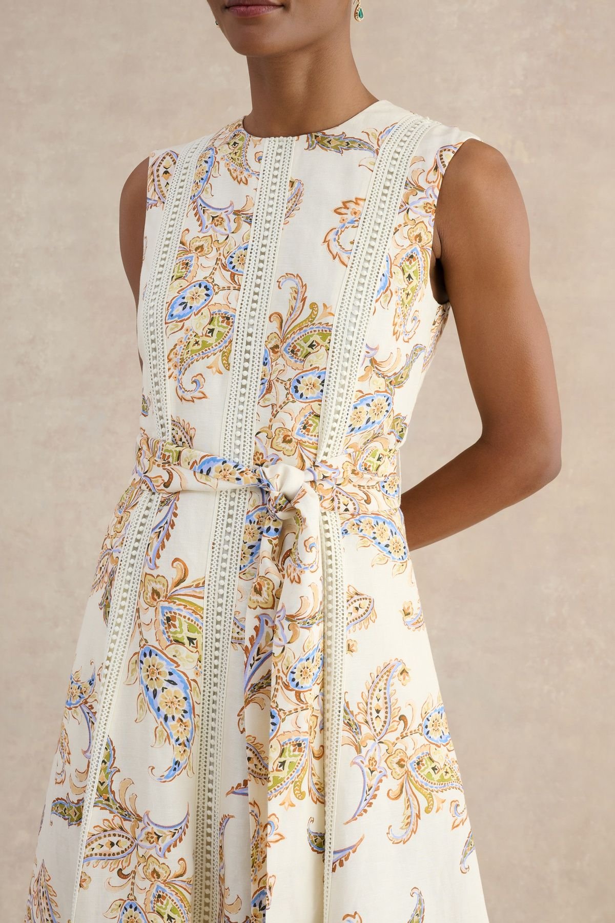 Hobbs London Hobbs London Women's Uma Linen Blend Midi Dress in Cream - 3