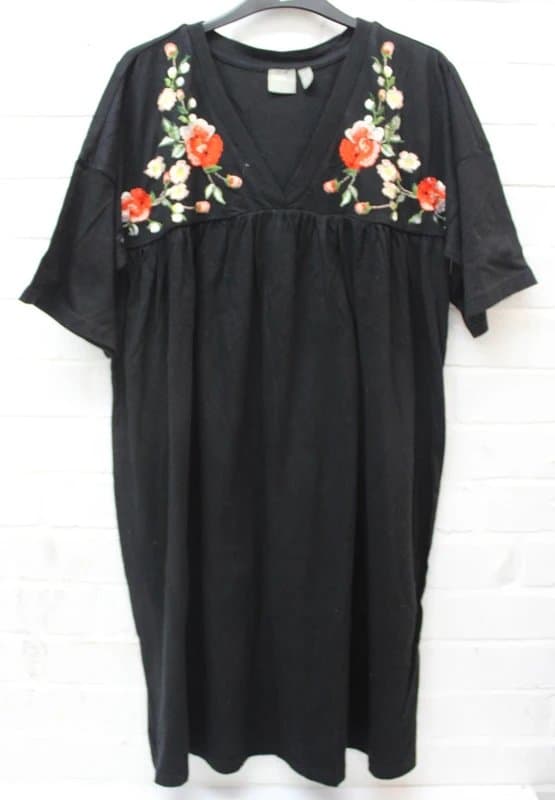ASOS ASOS black embroidered smock dress size 16
