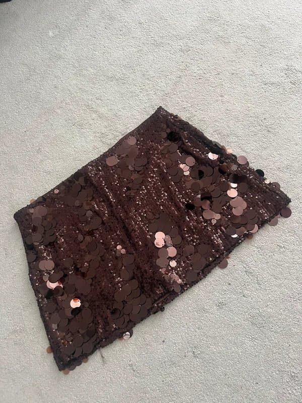 Bershka Chocolate sequin skort