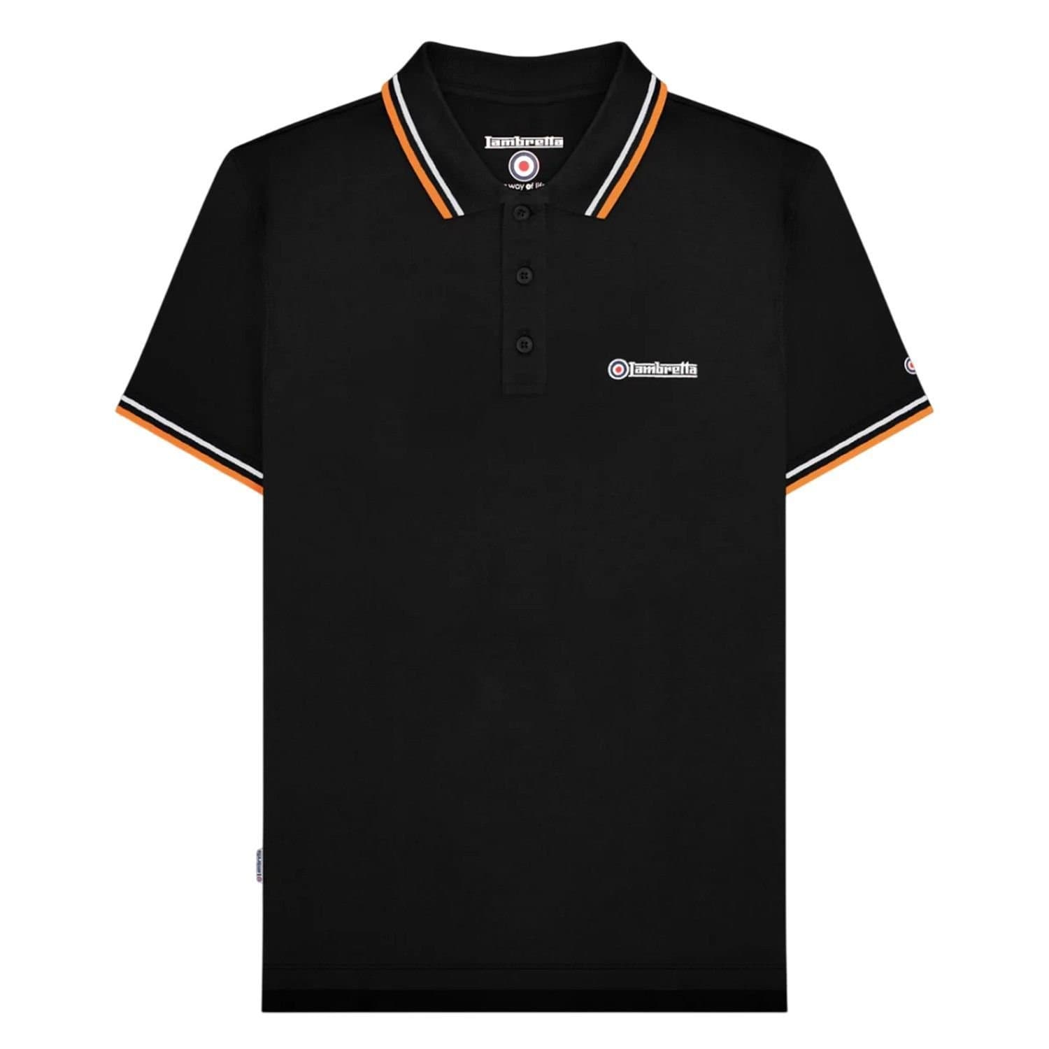 Lambretta Lambretta Men's SS25 Twin Tip Polo Shirt in True Black