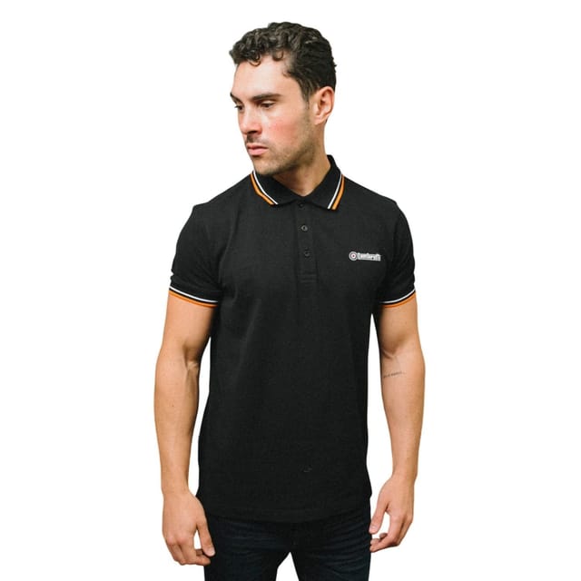 Lambretta Lambretta Men's SS25 Twin Tip Polo Shirt in True Black - 3