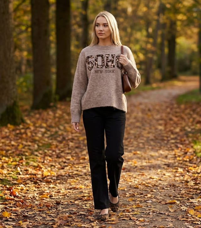 Blue Vanilla Women's Stone Soho Logo Jumper Blue Vanilla New Look - 2