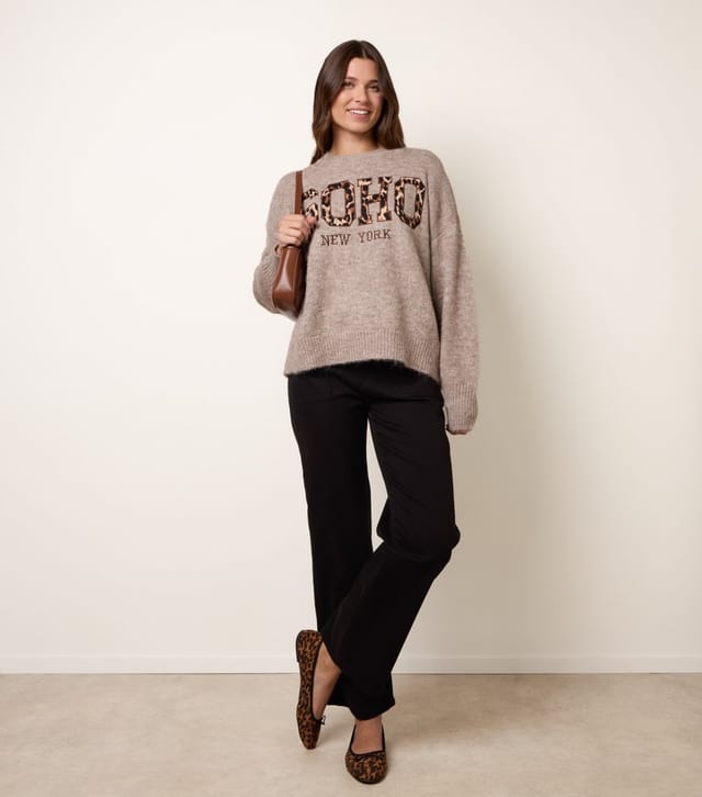 Blue Vanilla Women's Stone Soho Logo Jumper Blue Vanilla New Look - 3