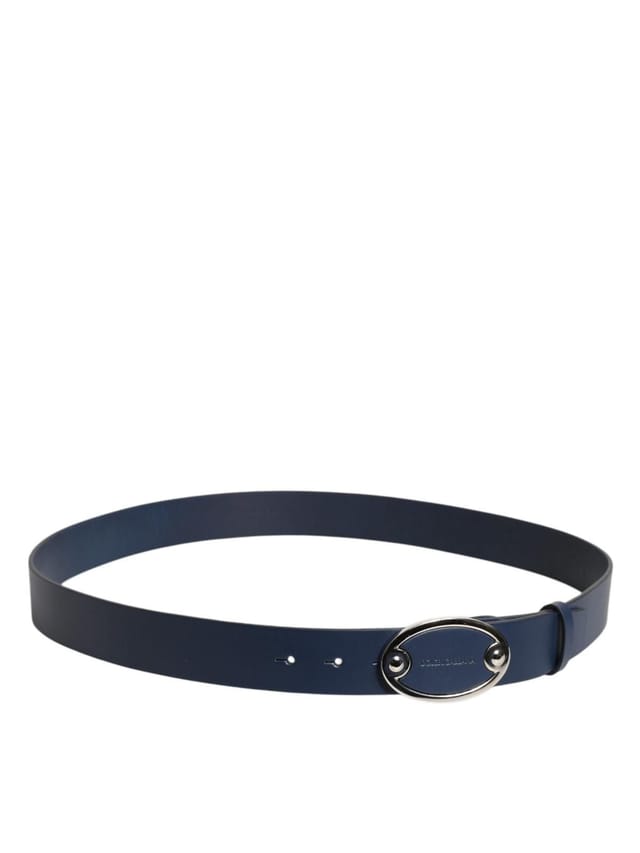 Dolce & Gabbana Dolce & Gabbana Men's Blue Leather Classic Metal Logo Buckle Belt - 2