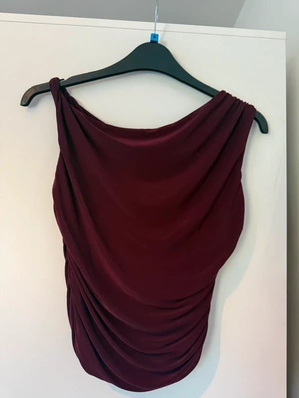 New Look New Look cowl neck ruched side vest in burgundy
