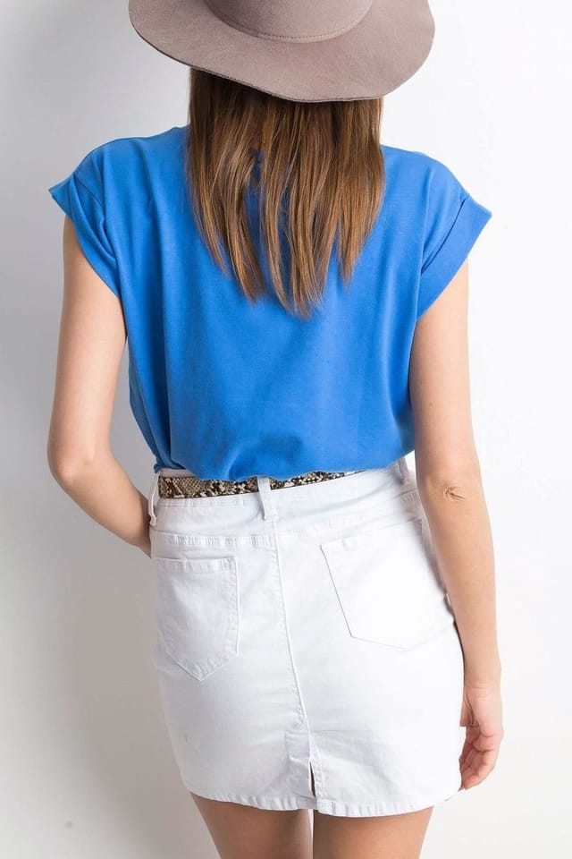 Love Lace Love Lace Women's Straight Cut Short Sleeve Round Neck T-Shirt in Blue - 3