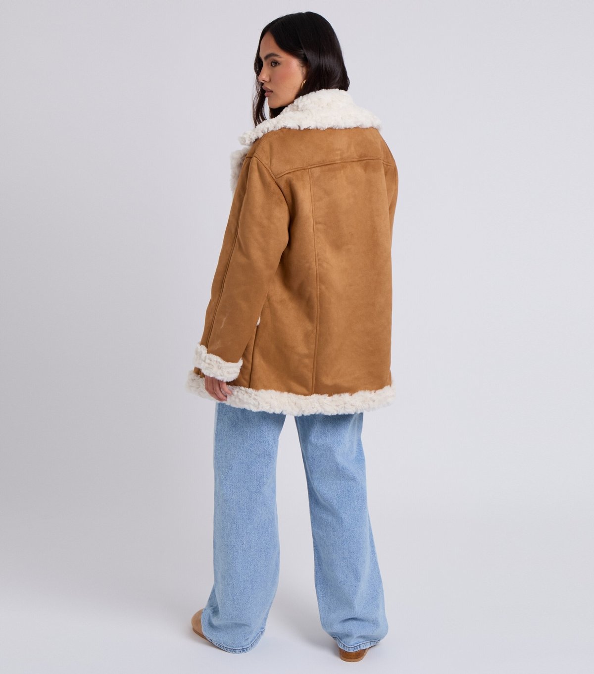 Urban Bliss Women's Tan Faux Fur Trimmed Faux Suede Jacket Urban Bliss New Look - 4