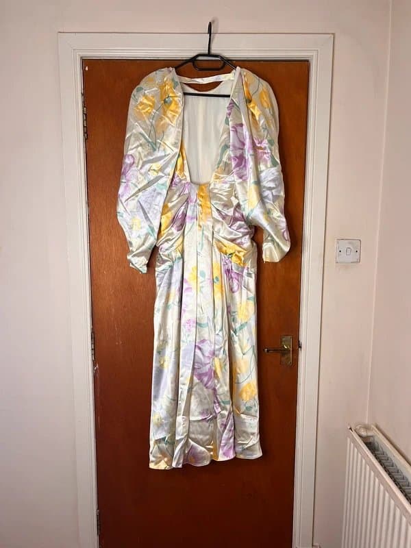 ASOS ASOS edition satin drape maxi dress in lemon bloom print / draped open back dresses