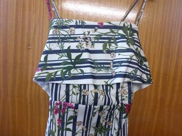 ASOS ASOS Design Stripe Botanical Print Bodycon Midi Dress Strappy UK 12 EU 40