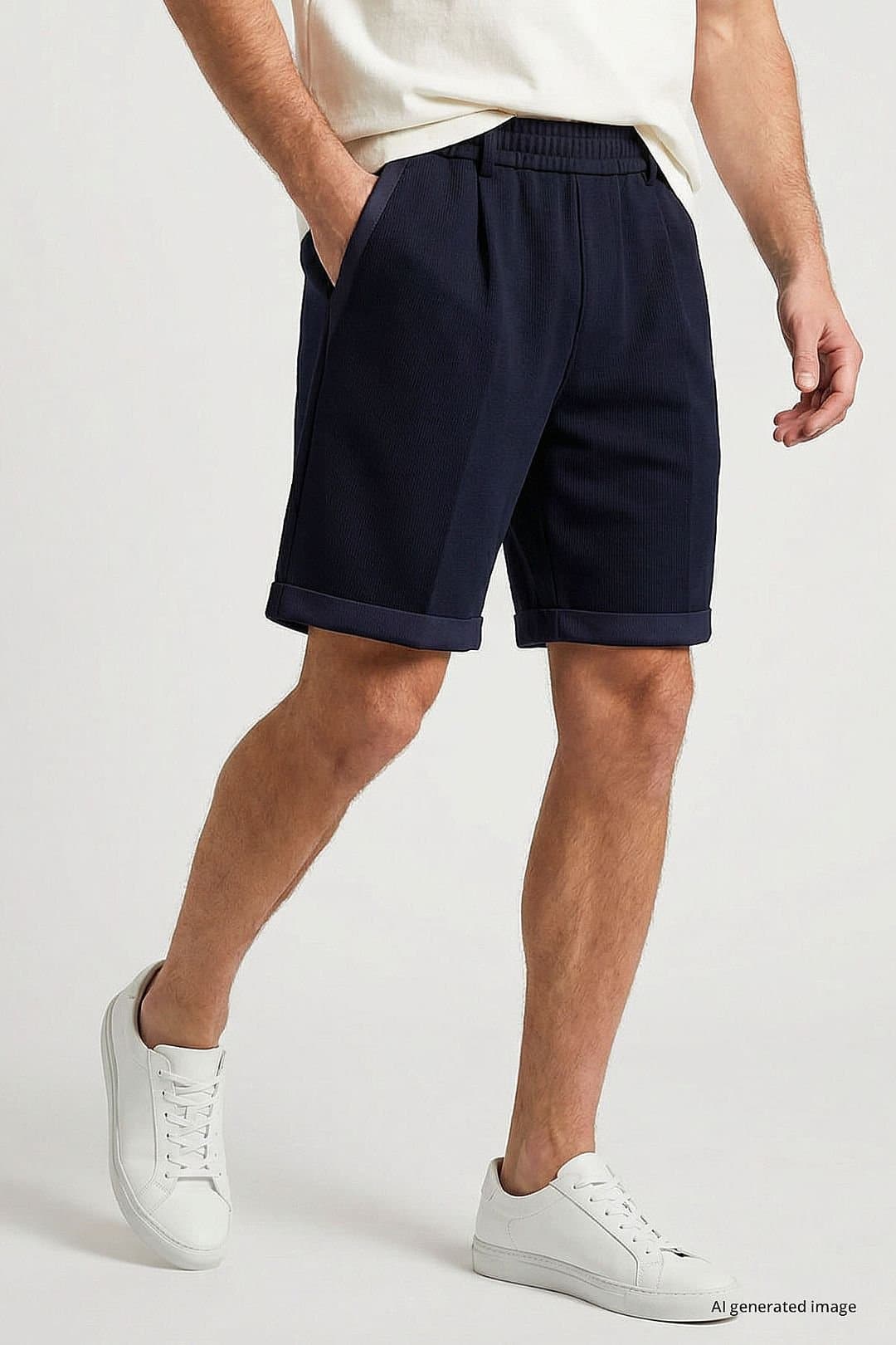 Tommy Life Tommy Life Men's Mid Waist Wide Leg Shorts in Navy