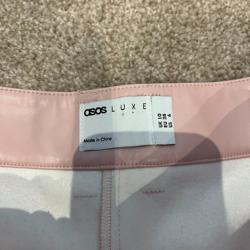 ASOS ASOS Luxe Pink Faux Leather Wide Leg Trousers  Size 10