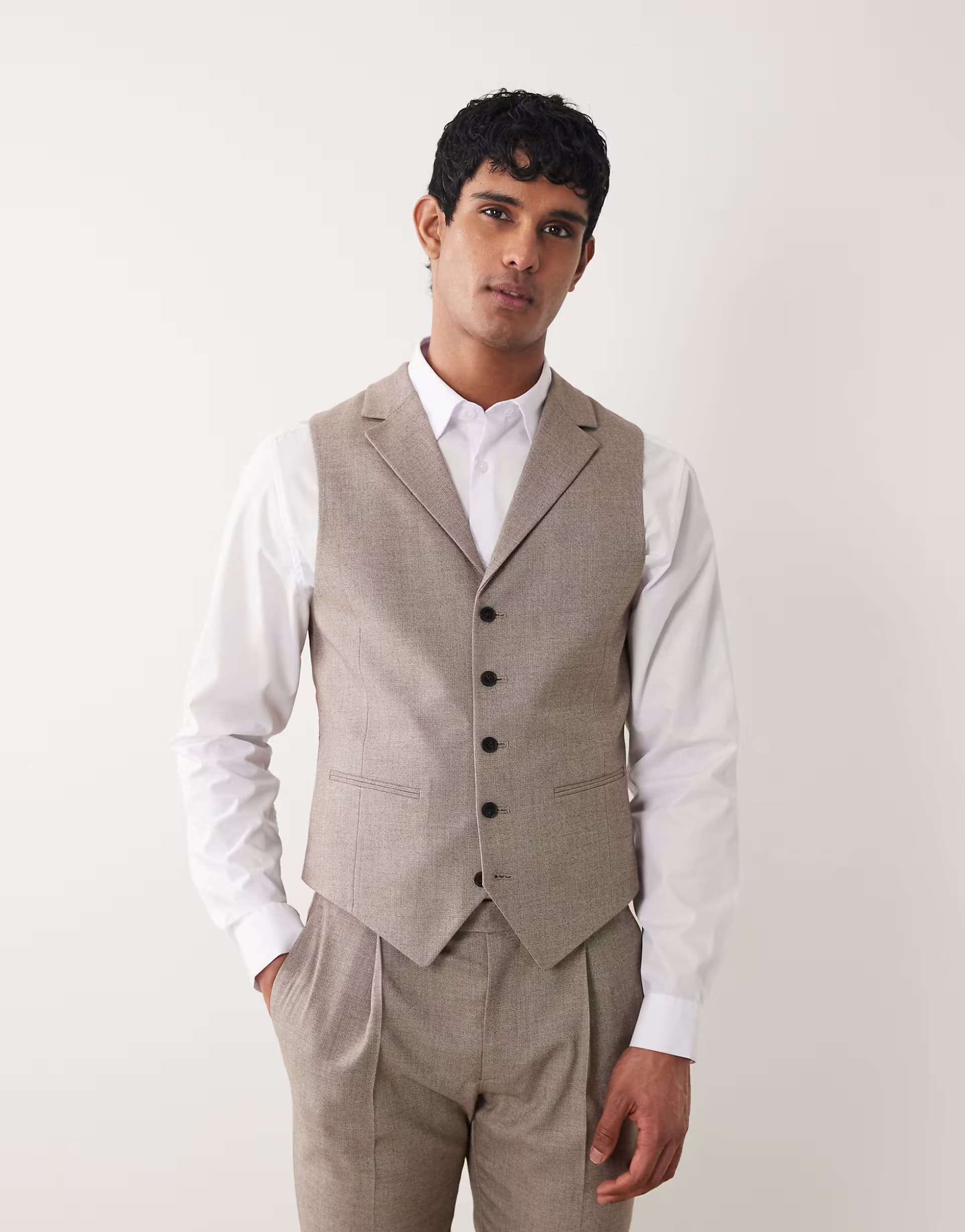 ASOS ASOS DESIGN skinny suit waistcoat in brown