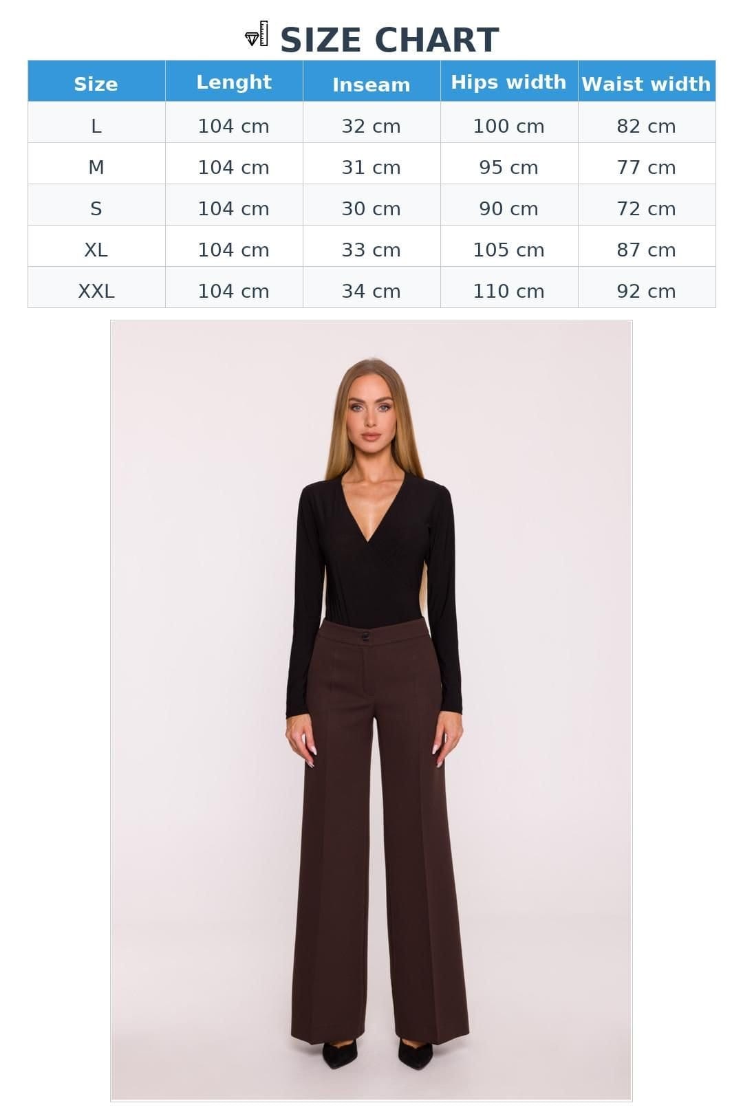 Love Lace Love Lace Women's Classic Matte Suit Trousers Wide Leg in Brown - 4