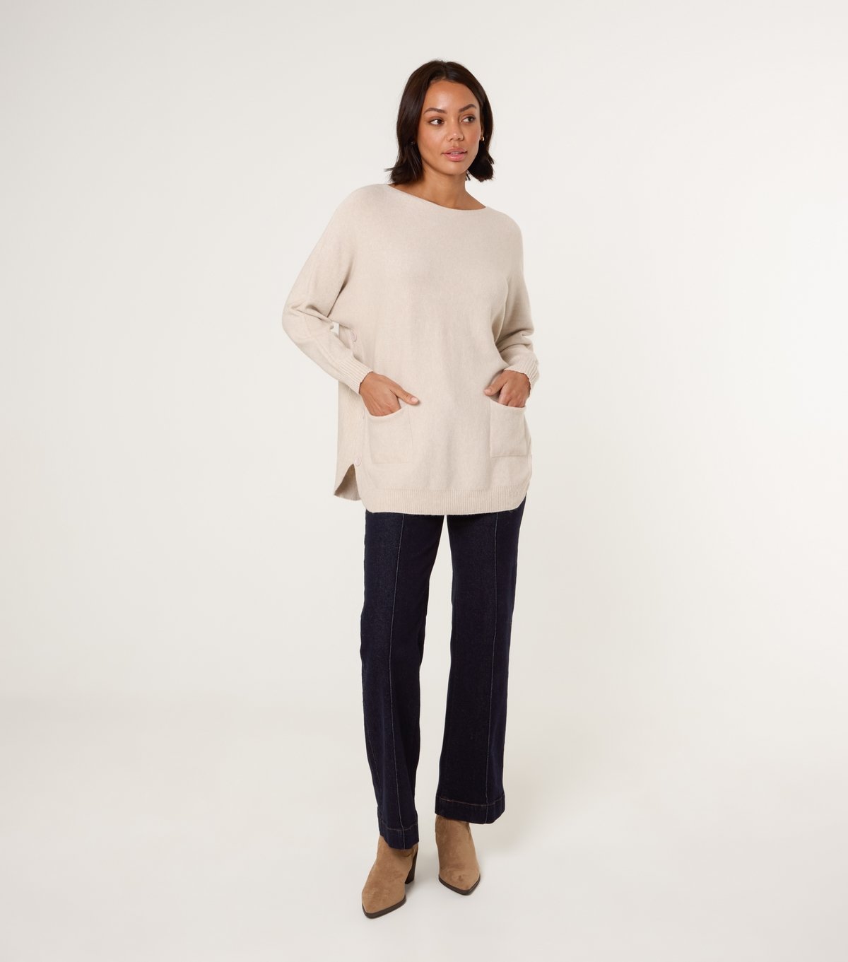 Blue Vanilla Women's Cream Patch Pocket Slash Neck Jumper Blue Vanilla New Look - 2