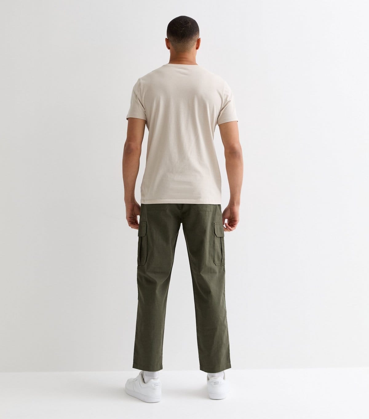 New Look Men's Khaki Linen Blend Cargo Trousers New Look - 4