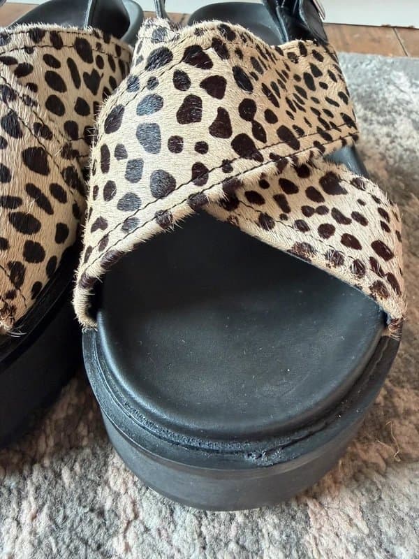 Next Next chunky sole flatform leopard print real leather sandals. Size 4