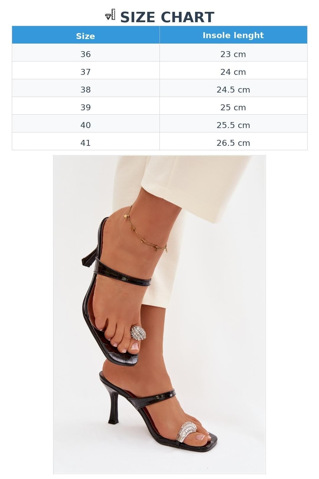 Love Lace Love Lace Women's Stiletto Heeled Sandals with Jewel Toe Detail & Midfoot Strap in Black - 4