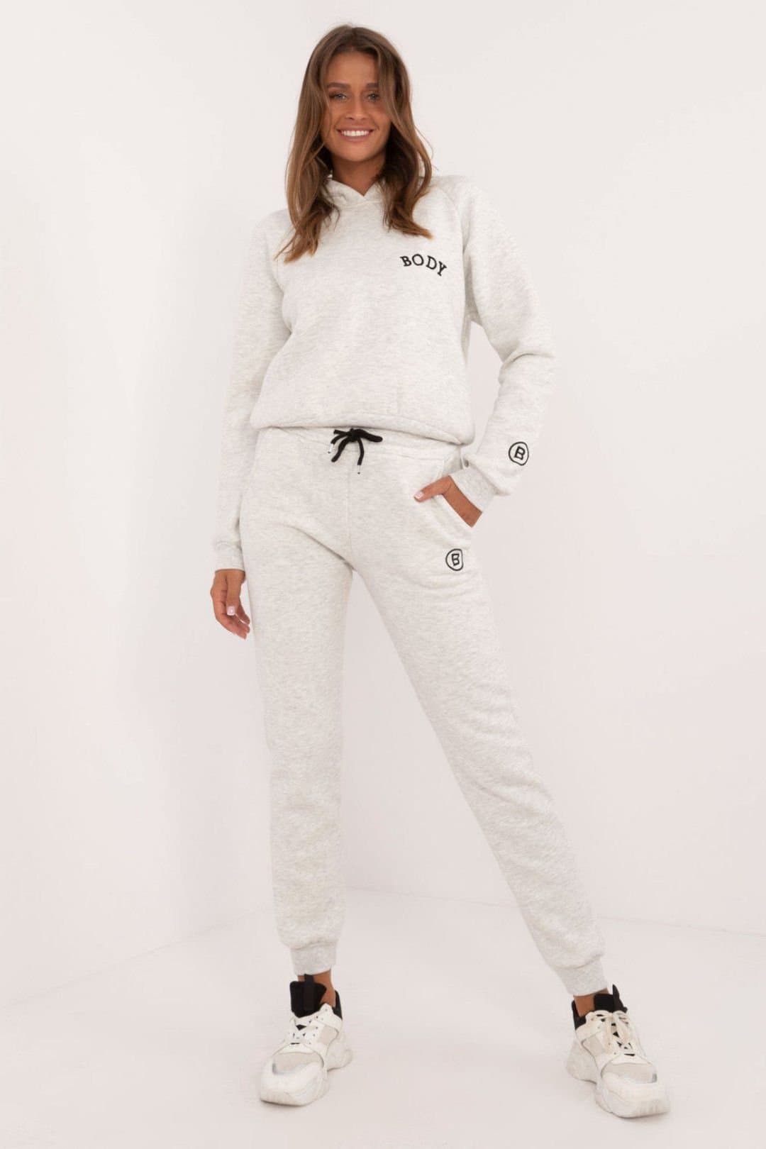 Love Lace Love Lace Women's Cotton Polyester Insulated Hoodie Sweatpants Set in Grey