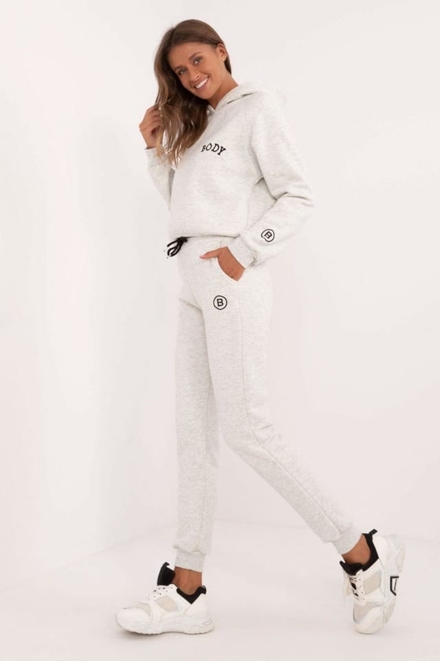 Love Lace Love Lace Women's Cotton Polyester Insulated Hoodie Sweatpants Set in Grey - 2